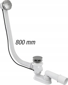 Automata kádszifon túlfolyóval kádhoz hosszú 80 cm fém króm