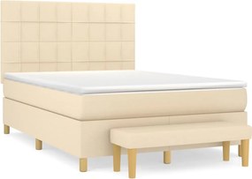 vidaXL krémszínű szövet rugós ágy matraccal 140 x 190 cm