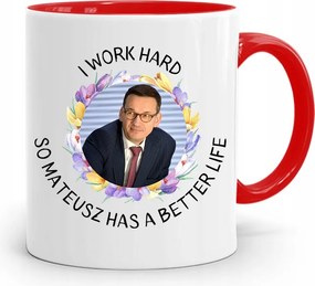 Piros Politikus Bögre Mateusz Morawiecki Miniszterelnök fényképes nyomtatással