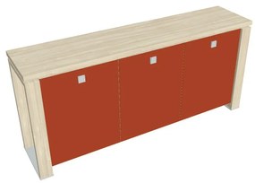 Verno+ alacsony szekrény 200 x 46 x 90 cm, üvegajtó, akác / narancs