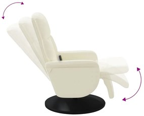 krémszínű bársony dönthető masszázsfotel lábtartóval