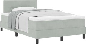 vidaXL Boxrugós ágy matracmal Világosszürke 120 x 190 cm Bársony