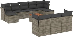 vidaXL 11 részes szürke polyrattan kerti ülőgarnitúra párnákkal