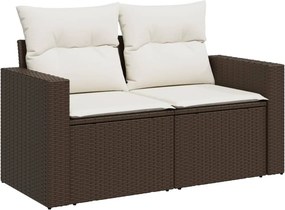 vidaXL 2 személyes barna polyrattan kerti kanapé párnával