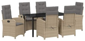 vidaXL Kert étkező szett párnával 7 pcs Bézs polirattan