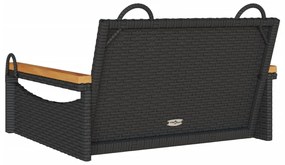 fekete polyrattan hintapad 63 x 62 x 40 cm