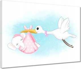 Vászonkép 40x30 Gólya és elefánt A gólya hozza a babát