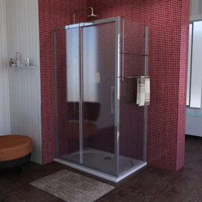 Polysan Lucis Line zuhanykabin eltolható ajtó + fix oldalfallal 100x100 cm
