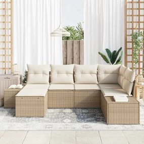 Kerti Kanapé Szett 6 pcs bézs és krémszínű 264 x 154 x 85 cm