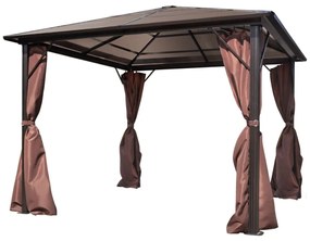 alumínium kerti pavilon barna függönnyel 300 x 300 cm