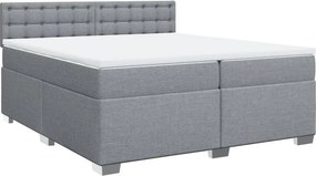 vidaXL világosszürke szövet rugós ágy matraccal 200 x 200 cm