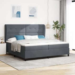 Boxspring Ágy Matrac Köd Szürke 200x200 cm Bársony
