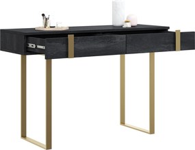 Verica modern konzolasztal / fésülködőasztal 120 cm fém lábakkal - fekete beton / arany lábak