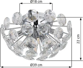 Globo 16047D Mennyezeti lámpa, fém arany színű, K9 átlátszó kristályok, ø: 390mm, M: 220mm, 10x G9 7W 230V izzók nélkül