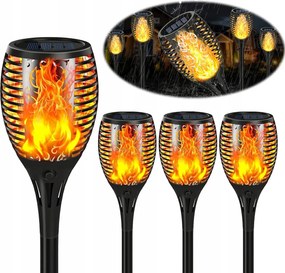 4x Napelemes Kerti Lámpa Fáklya Tűz Hatás Láng Beszúrható Dekoratív