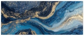 Kép - Kék-arany absztrakt márvány (120x50 cm)