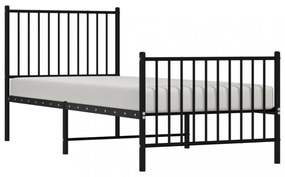 fekete fém ágykeret fej- és lábtámlával 80 x 200 cm