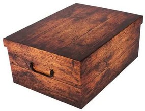 Tárolódoboz fedéllel Wood, barna, 51 x 37 x 24 cm