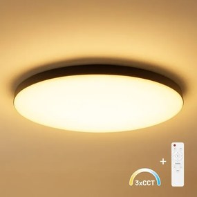 Fényerőszabályozható LED mennyezeti lámpa SIENA, 80 W, 230 V, 3000–6000 K, Ø 75 cm, fekete + távirányító