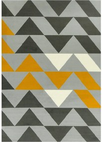 Nappali Szőnyeg Modern Szürke Mézsárga Háromszögekkel Luna 200x290 cm