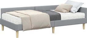 vidaXL Sarok Ágykeret Matraccal matracmal 2 pcs Világosszürke szövet