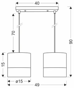Csillár zsinóron BIANCO 2xE27/40W/230V fehér/barna