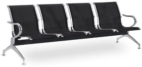 Fém pad a váróterembe REST, 4 ülés, fekete