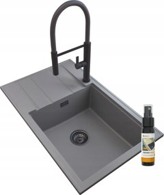 Gránit Mosogató Szürke Szifon Csaptelep Magas Louis