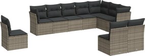 vidaXL 10 részes szürke polyrattan kerti ülőgarnitúra párnákkal