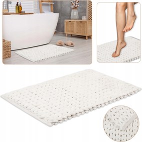 Fehér Fonott Fürdőszobaszőnyeg/Szőnyeg 50x80 cm Nedvszívó Plüss Mikroszálas