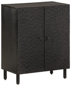 3 db fekete tömör mangófa tálalószekrény 60 x 33 x 75 cm