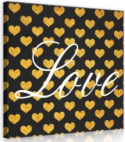 Vászonkép 40x40 Szerelem szív arany fekete fehér romantika érzések dekoratív