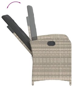 2 db világosszürke polyrattan dönthető kerti szék párnákkal