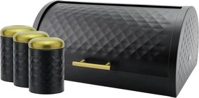 Kenyértartó 3 élelmiszertároló, fekete