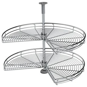 Konyhai fémrács, sarokszekrénybe, 3/4 kör kosár, króm, 810mm átmérő, oszloppal, 400mm ajtókhoz, Sige Green Line 361