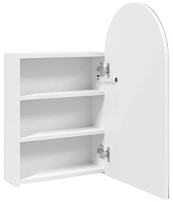 fehér ívelt tükrös fürdőszobaszekrény LED-del 42 x 13 x 70 cm