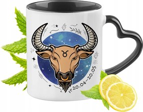 Zodiákus jelek Horoszkóp Bögre Fekete Szív alakú Füllel Ajándék