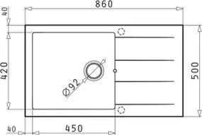 Pyramis 70217801 - Konyhai mosogató ATHLOS 86x50 cm gránit/matt fekete
