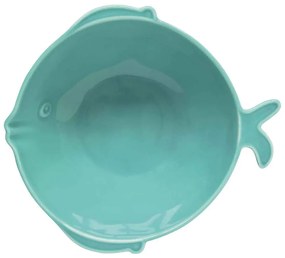 Porcelán hal alakú tál türkiz kék