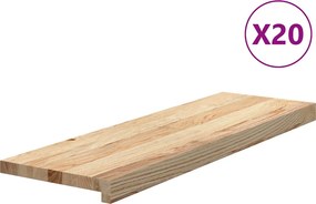 vidaXL 20 db tömör tölgyfa lépcsőfokok kezeletlen 80x25x2 cm