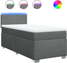 vidaXL sötétszürke szövet rugós ágy matraccal 100 x 200 cm