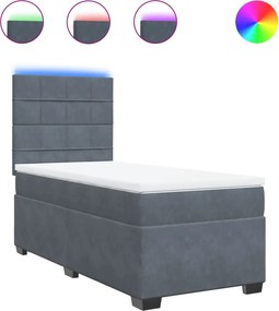 vidaXL sötétszürke bársony rugós ágy matraccal 90x190 cm