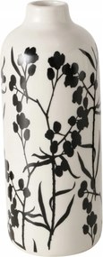 Kézzel Festett Kerámia Váza 18 CM Átmérő 7,5 CM Fehér