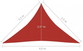 piros HDPE napvitorla 160 g/m² 3,5 x 3,5 x 4,9 m