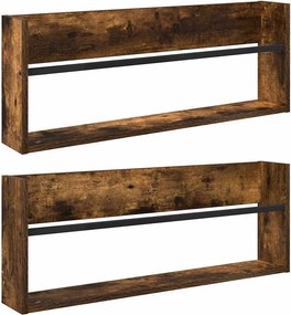 vidaXL Magazin állvány 2 pcs Füstölt tölgy 80 x 12 x 30 cm Faanyag