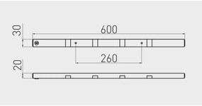 LED Lámpatest, FRAGA, hideg fehér, 600*30mm, 90lm, 3W, csatlakozóval, kábellel, érintésmentes kapcsolóva