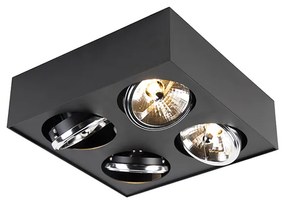Design spotlámpa fekete négyzet alakú 4-lámpás - Kaya