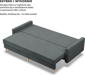 Etna kanapéágy, bársony, bonell töltet, szürke