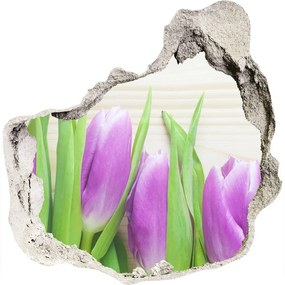 3d lyuk fal dekoráció Lila tulipánok nd-p-78755149