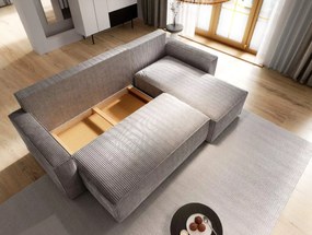 AKCIÓ Szürke sarokkanapé SMART COSARO, kétoldalas + 2 párna INGYEN II. minőség